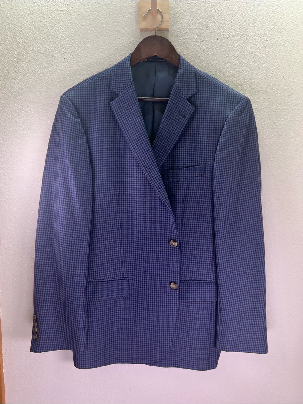 Hart Schaffner Marx Navy Blue Check Sport Coat